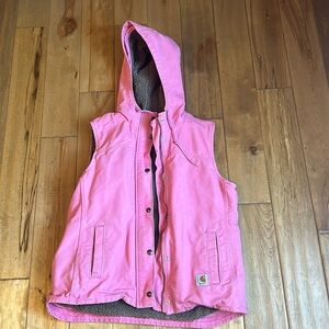 Pink Carhartt vest with hood